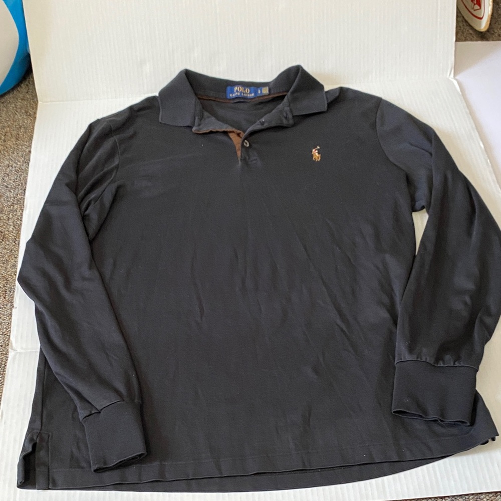 Polo Ralph Lauren Men Size L Black Classic Fit Long Sleeve Polo